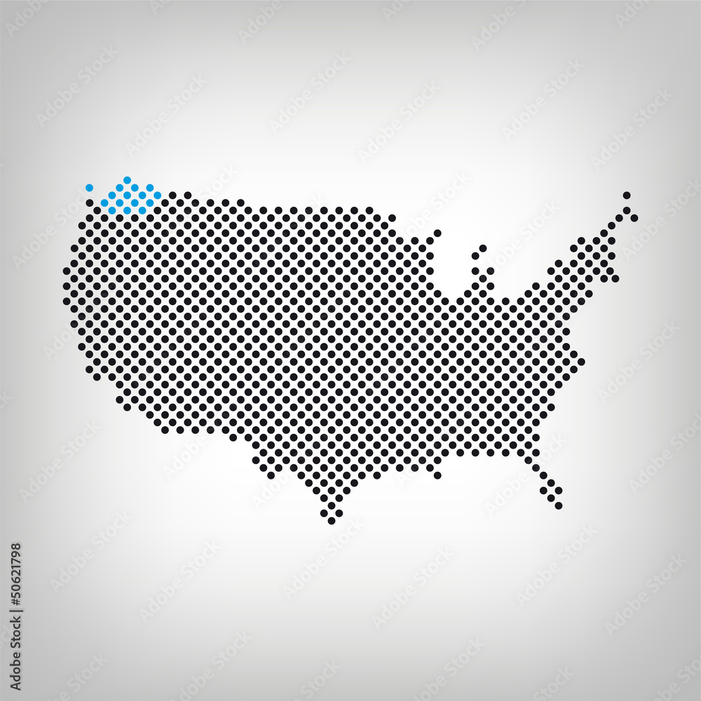 Washington in USA Karte punktiert