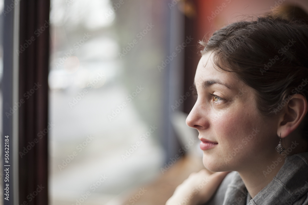 Young Woman with Beautiful Green Eyes