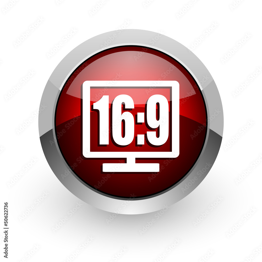 16 9 display red circle web glossy icon