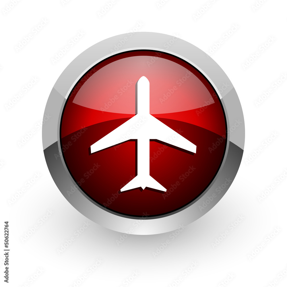 airplane red circle web glossy icon