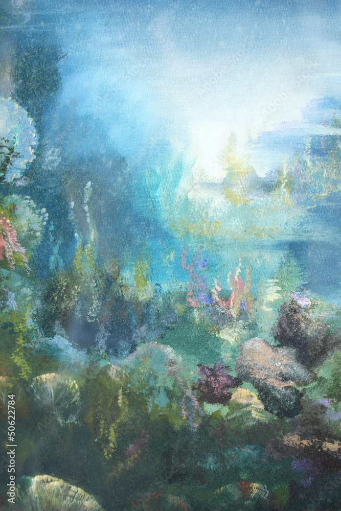 Fototapeta premium under the sea : oil color painting