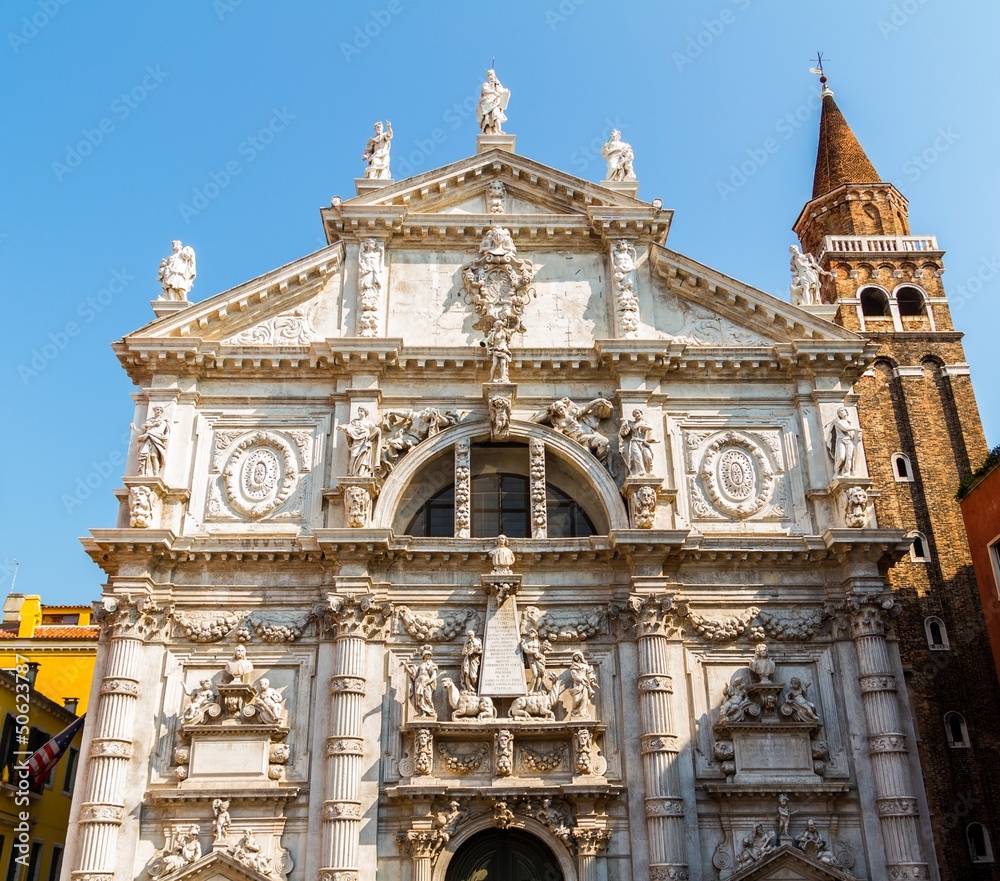San Moise Church facade in Venice, Italy