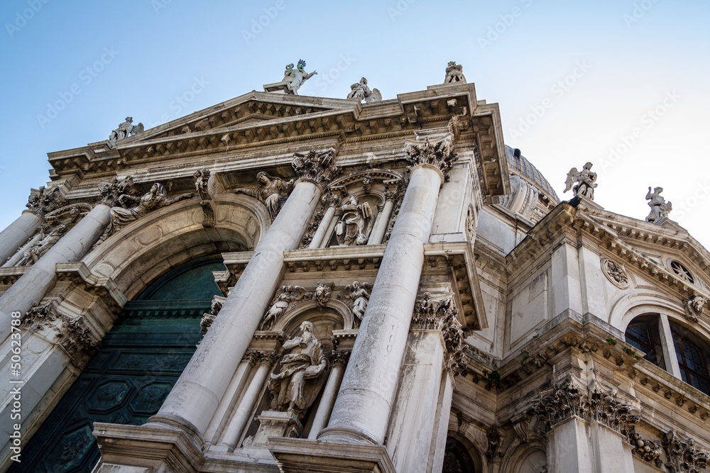 Basilica Santa Maria della Salute Facade in Venice, Italy
