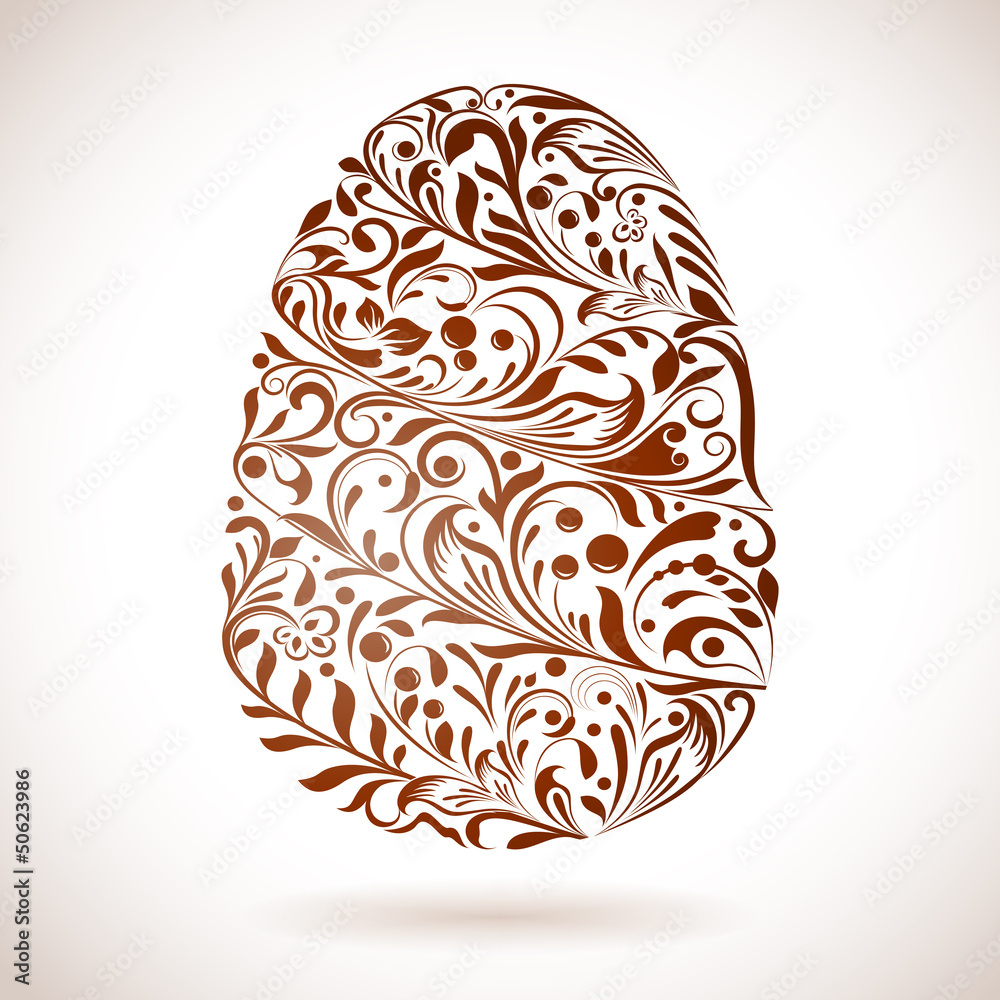 Abstract Easter egg floral vector ornament Abstract Easter egg floral vector ornament