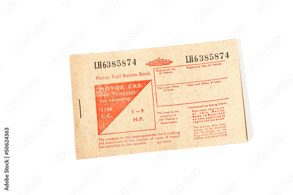 Fototapeta premium British motor fuel ration book