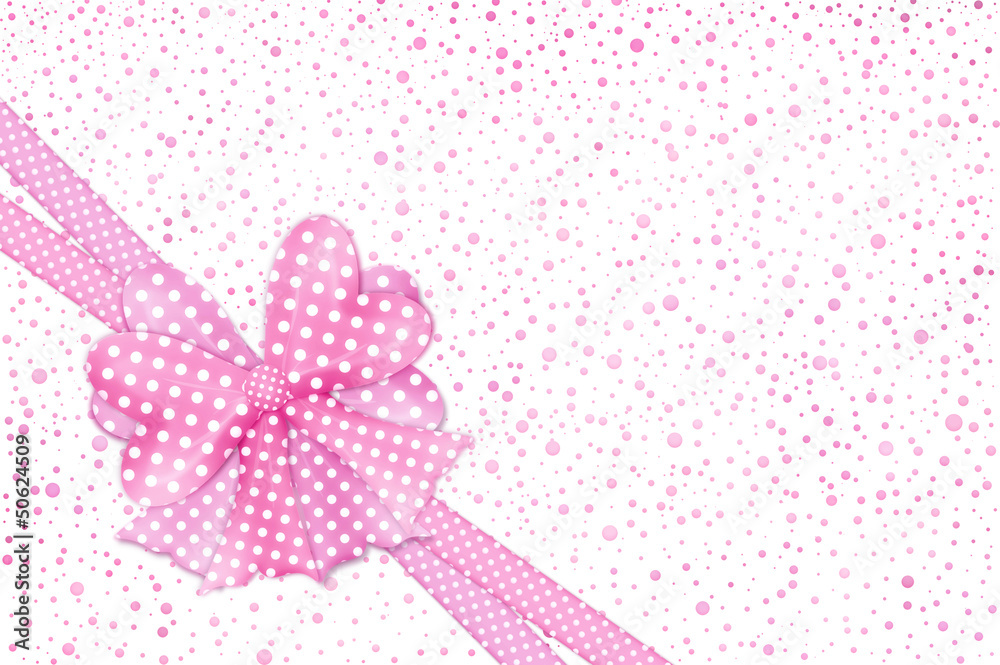 Pink polka dot bow and ribbons gift card