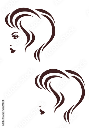 Hair stile icon, Female profile with short hair