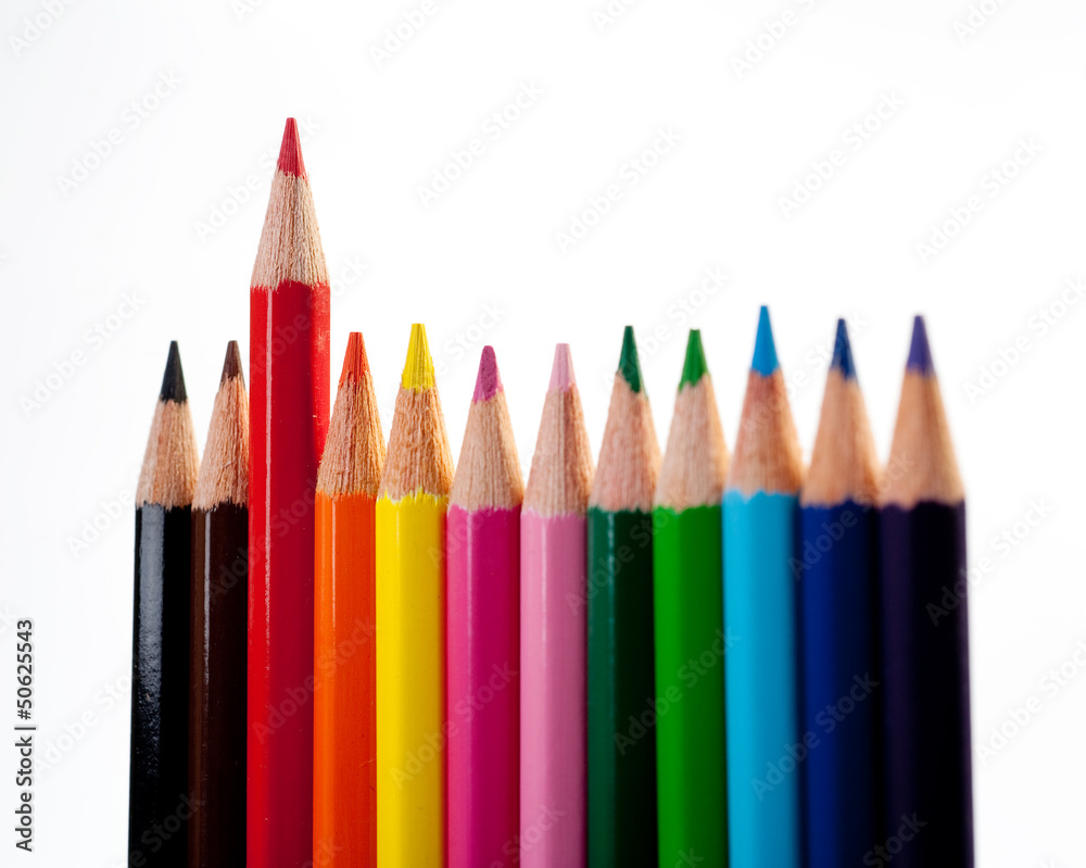 Close-up picture of multicolor pencils. Red pencil Close-up picture of multicolor pencils. Red pencil