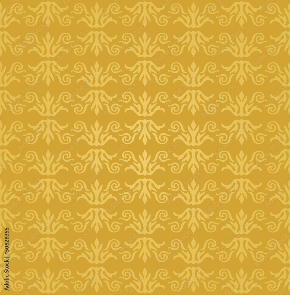 Seamless golden floral wallpaper pattern