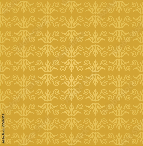 Seamless golden floral wallpaper pattern