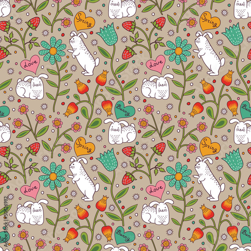 Seamless pattern with rabbits