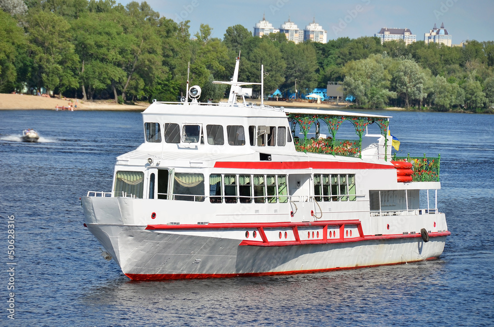 Tourist boat on the Dnieper river, Kiev, Ukraine Tourist boat on the Dnieper river, Kiev, Ukraine