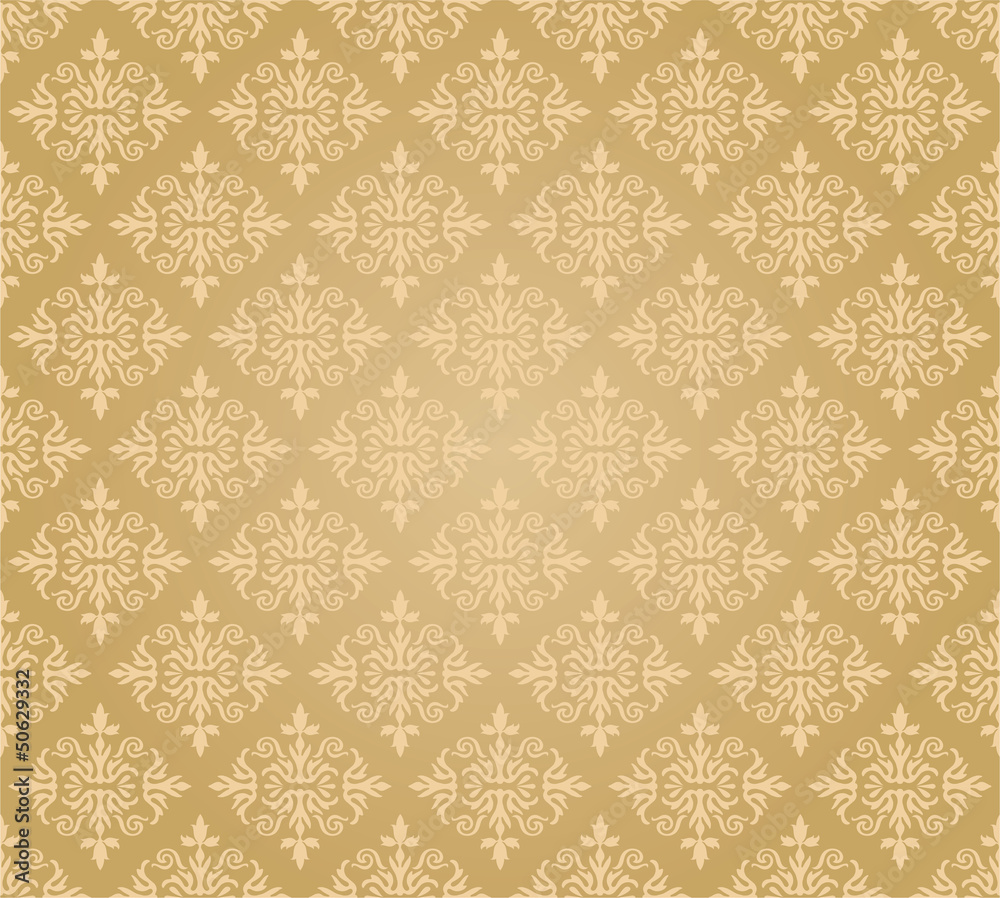 Seamless golden floral wallpaper diamond pattern