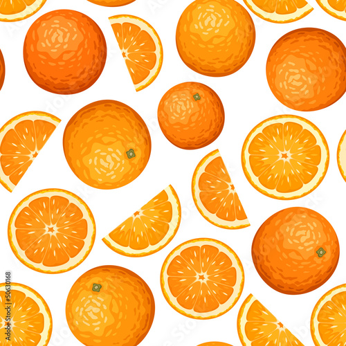 Seamless background with oranges. Vector illustration.