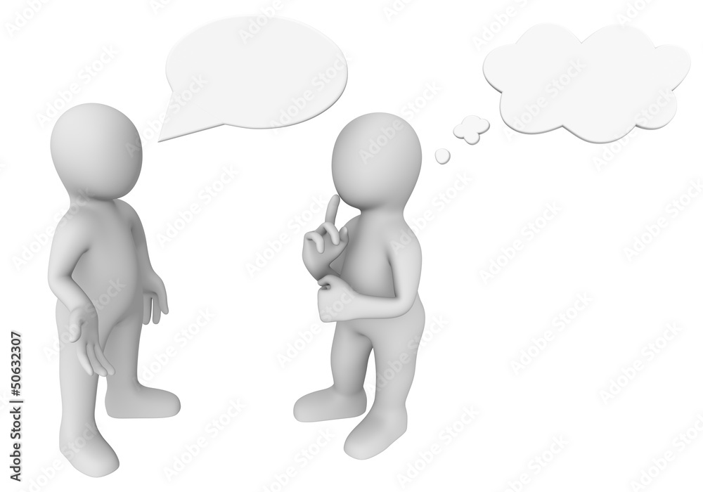 3d people with empty chat and idea bubbles 3d people with empty chat and idea bubbles