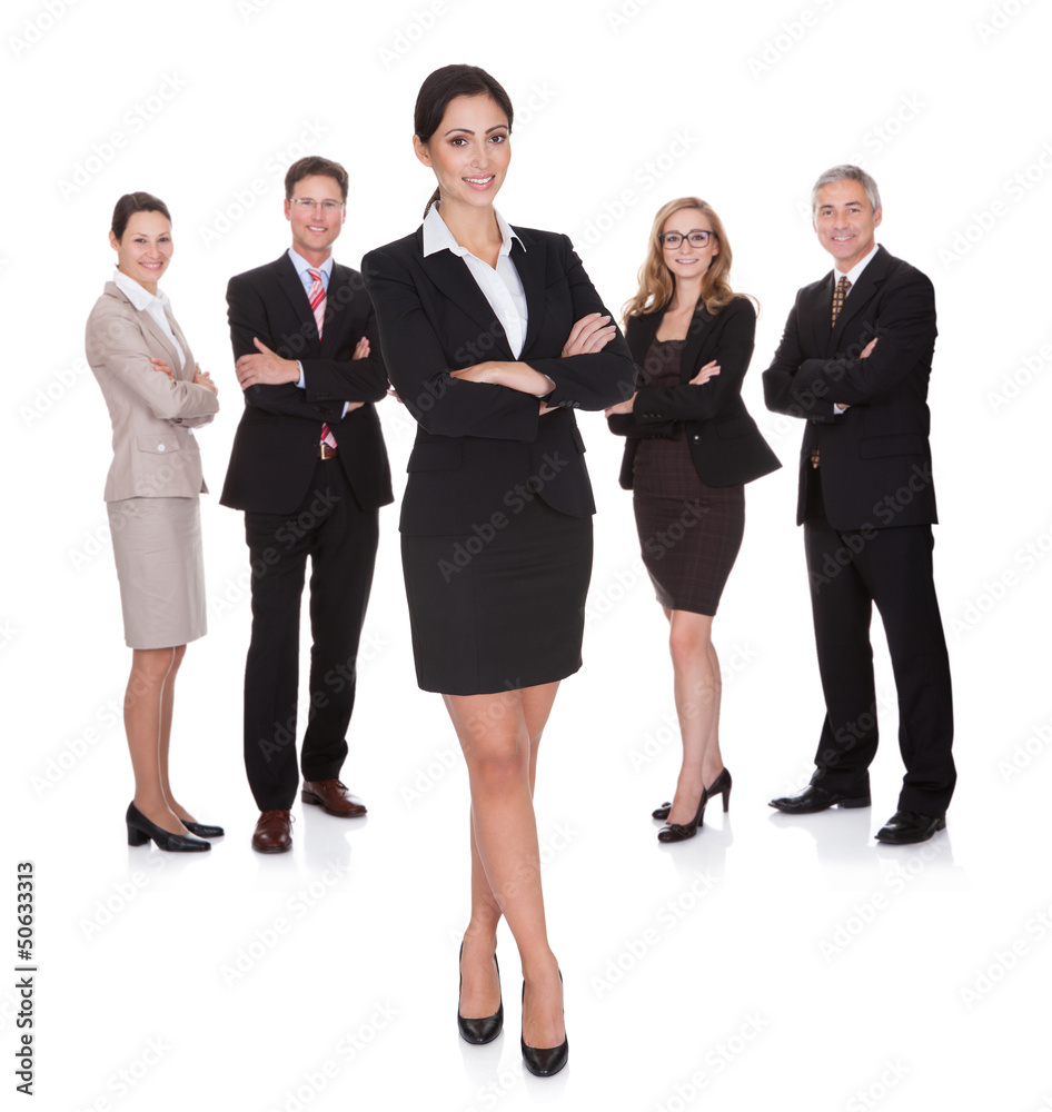 Portrait of happy businesswoman and her team Portrait of happy businesswoman and her team