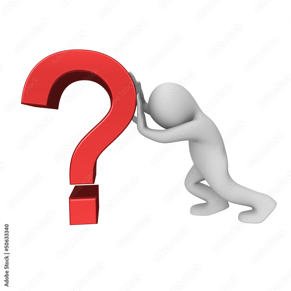 3d white people - red question mark 3d white people - red question mark