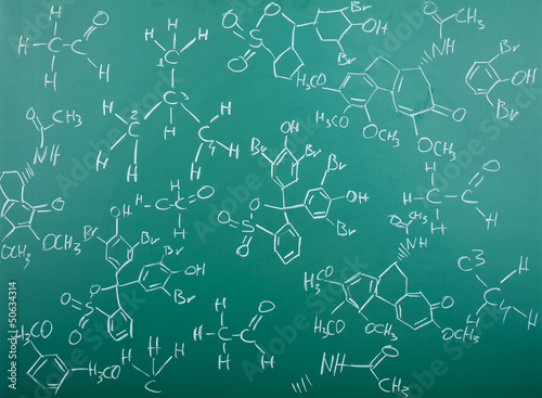 Canvas Print Organic chemical formulas on chalkboard