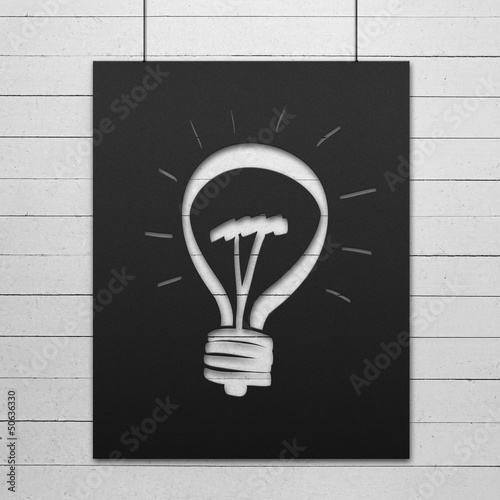 black poster with lamp stencil on a rope