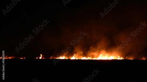 Night fire in the field