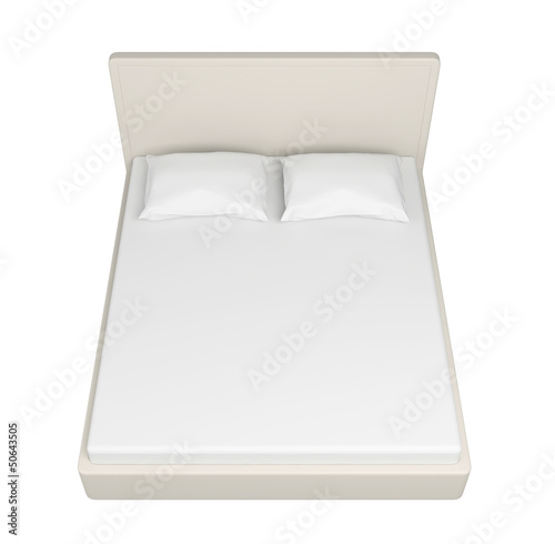 Double white bed.
