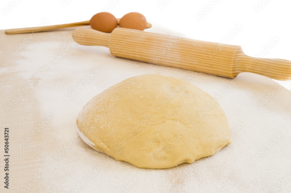 Dough and utensils to work Dough and utensils to work