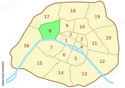 Plan du 8ème arrondissement de Paris