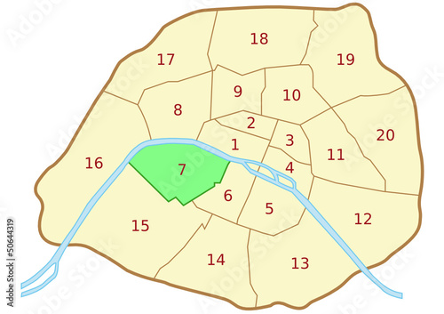 Plan du 7ème arrondissement de Paris photo