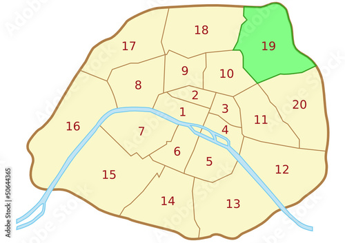Plan du 19ème arrondissement de Paris