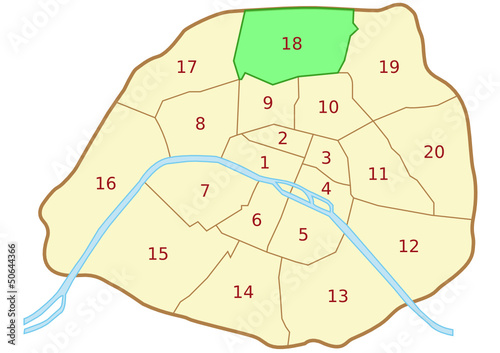 Plan du 18ème arrondissement de Paris