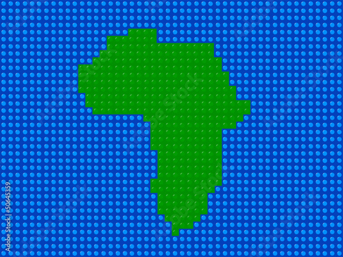 Continent Africa Surrounded By Water Made Of Building Blocks