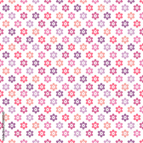 Seamless Pattern Colored Flowers Retro