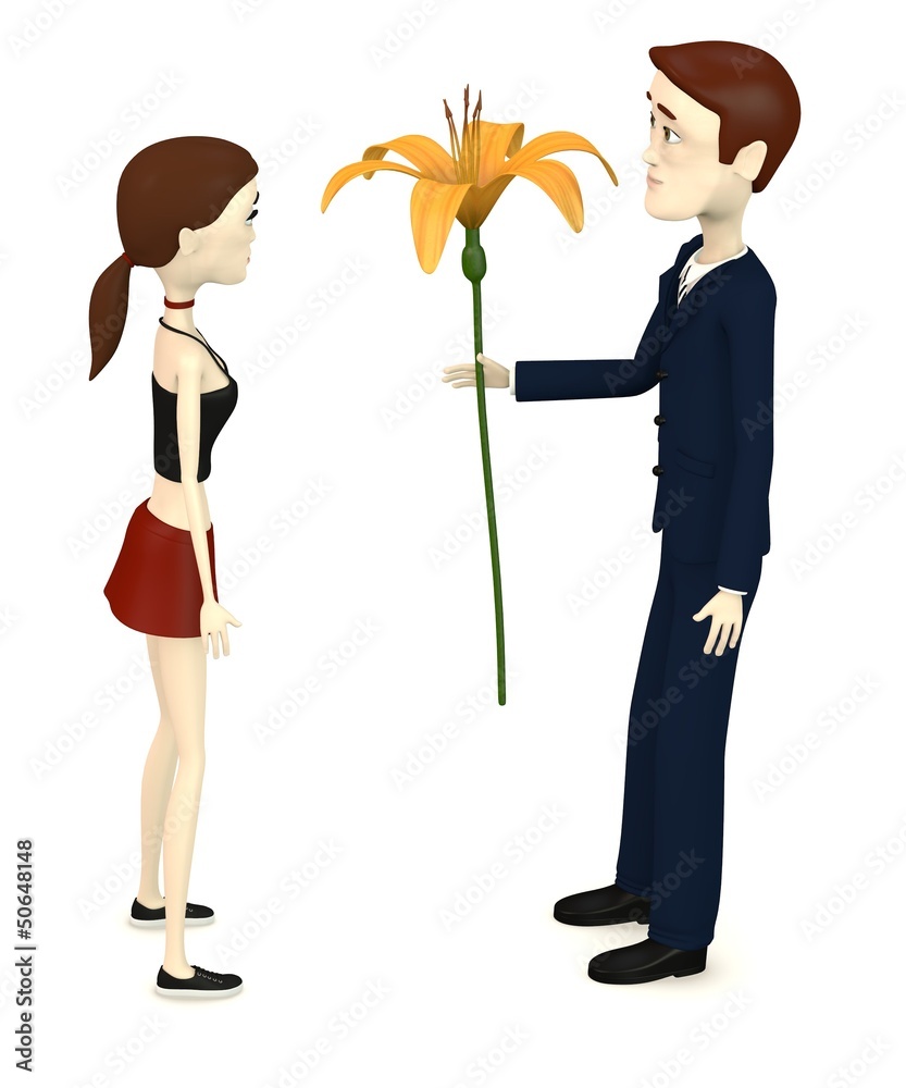 3d render of cartoon character with lily 3d render of cartoon character with lily