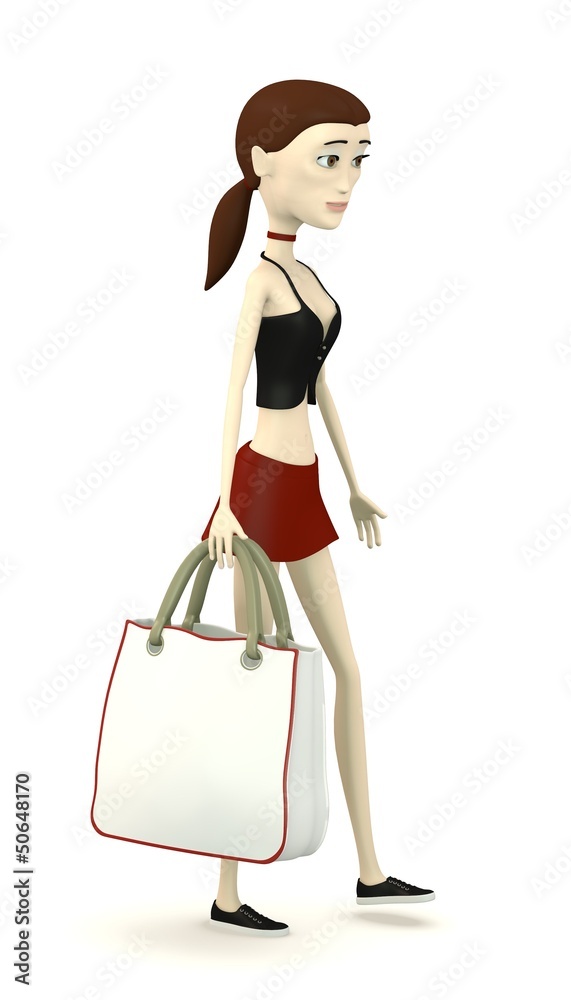 3d render of cartoon character with shopping bag