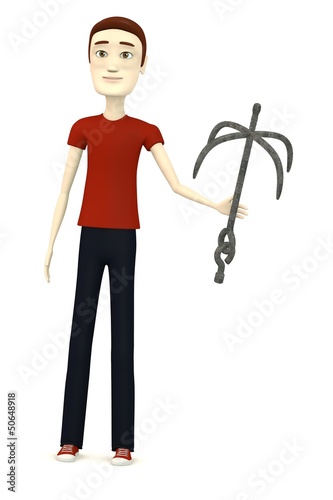 3d render of cartoon character with hook