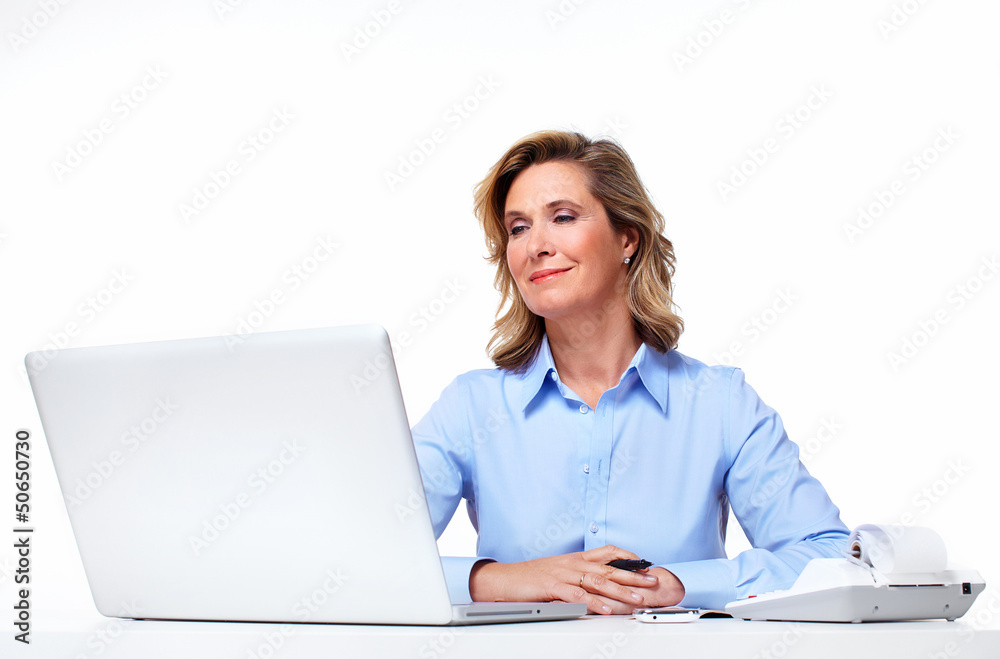 Business woman with a laptop computer. Business woman with a laptop computer.