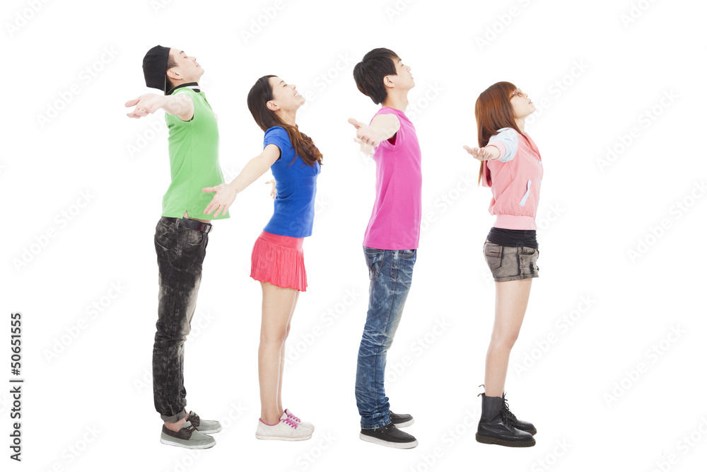Fototapeta premium happy young group with relaxed gesture