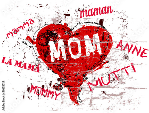 Mother's day Illustration, a little bit grungy