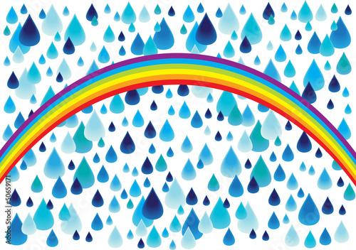 abstract vector background with rain drops and rainbow