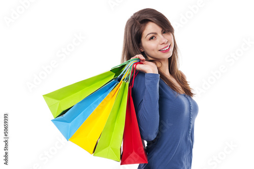 Young beautiful female with shopping bag
