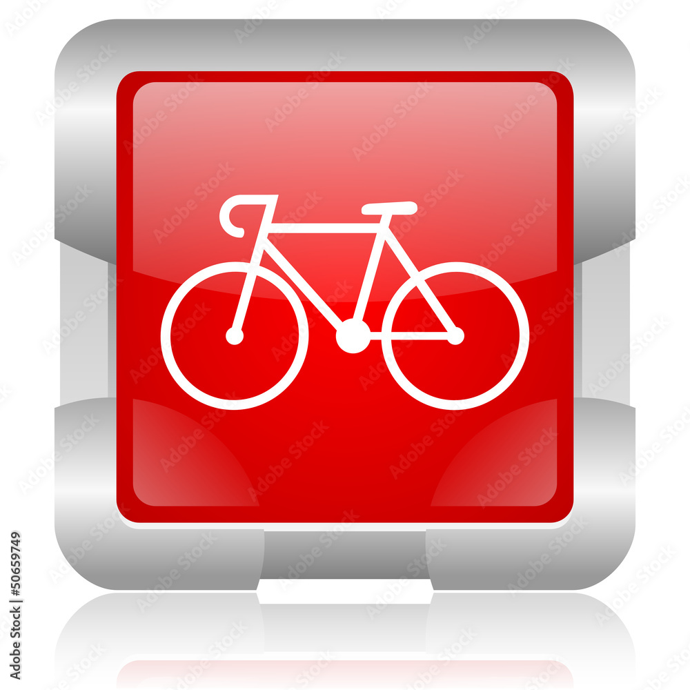 bicycle red square web glossy icon bicycle red square web glossy icon