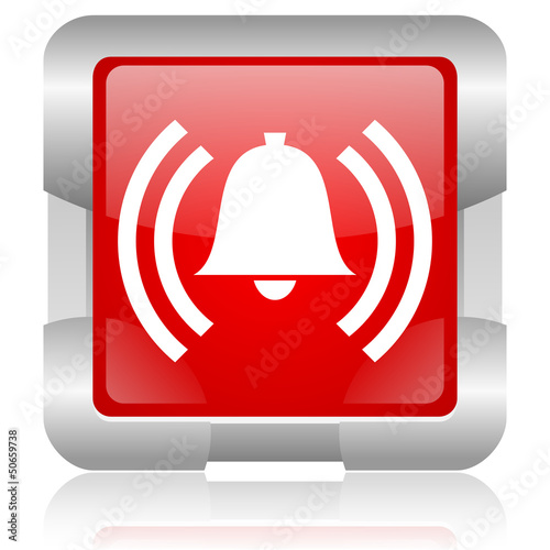 alarm red square web glossy icon