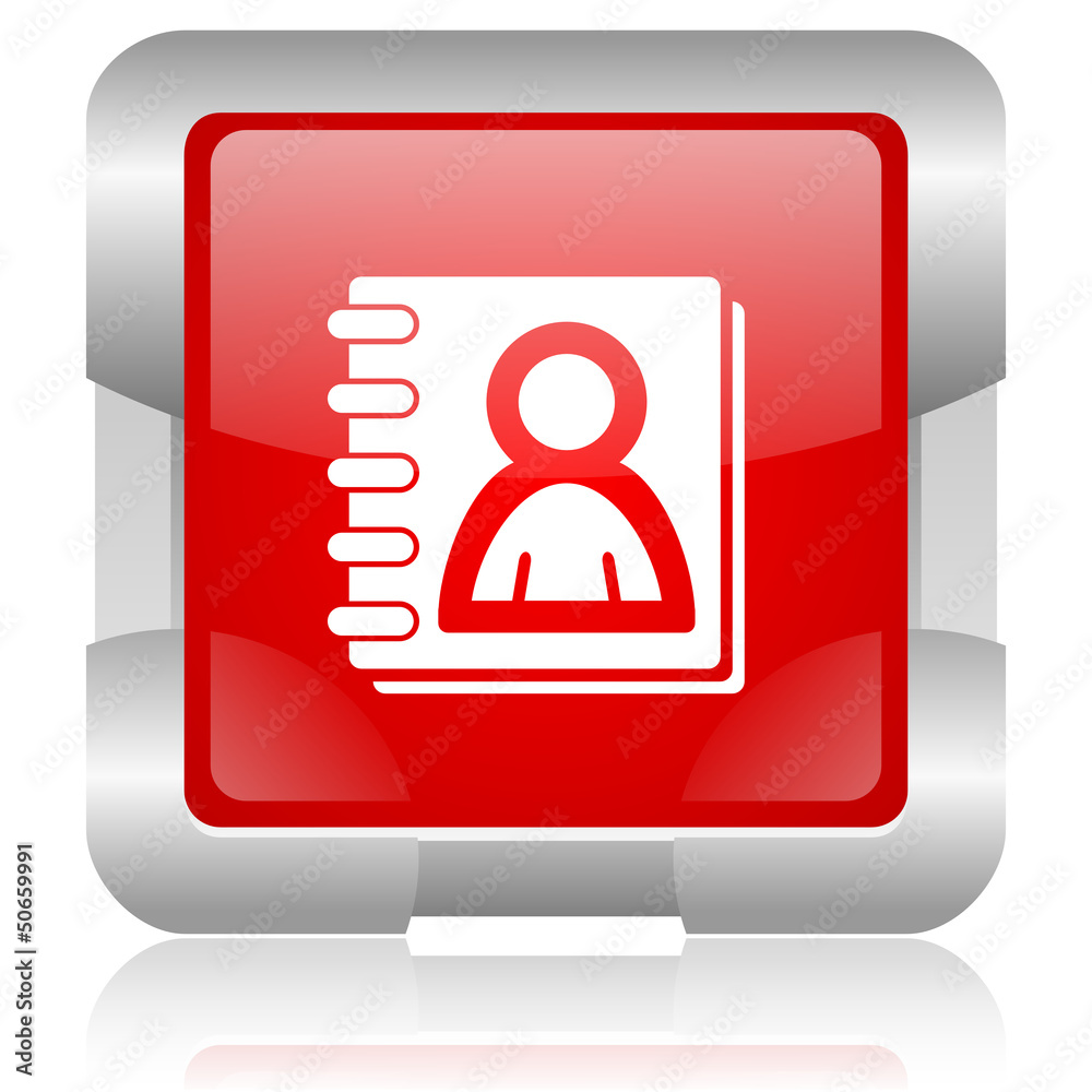 address book red square web glossy icon address book red square web glossy icon