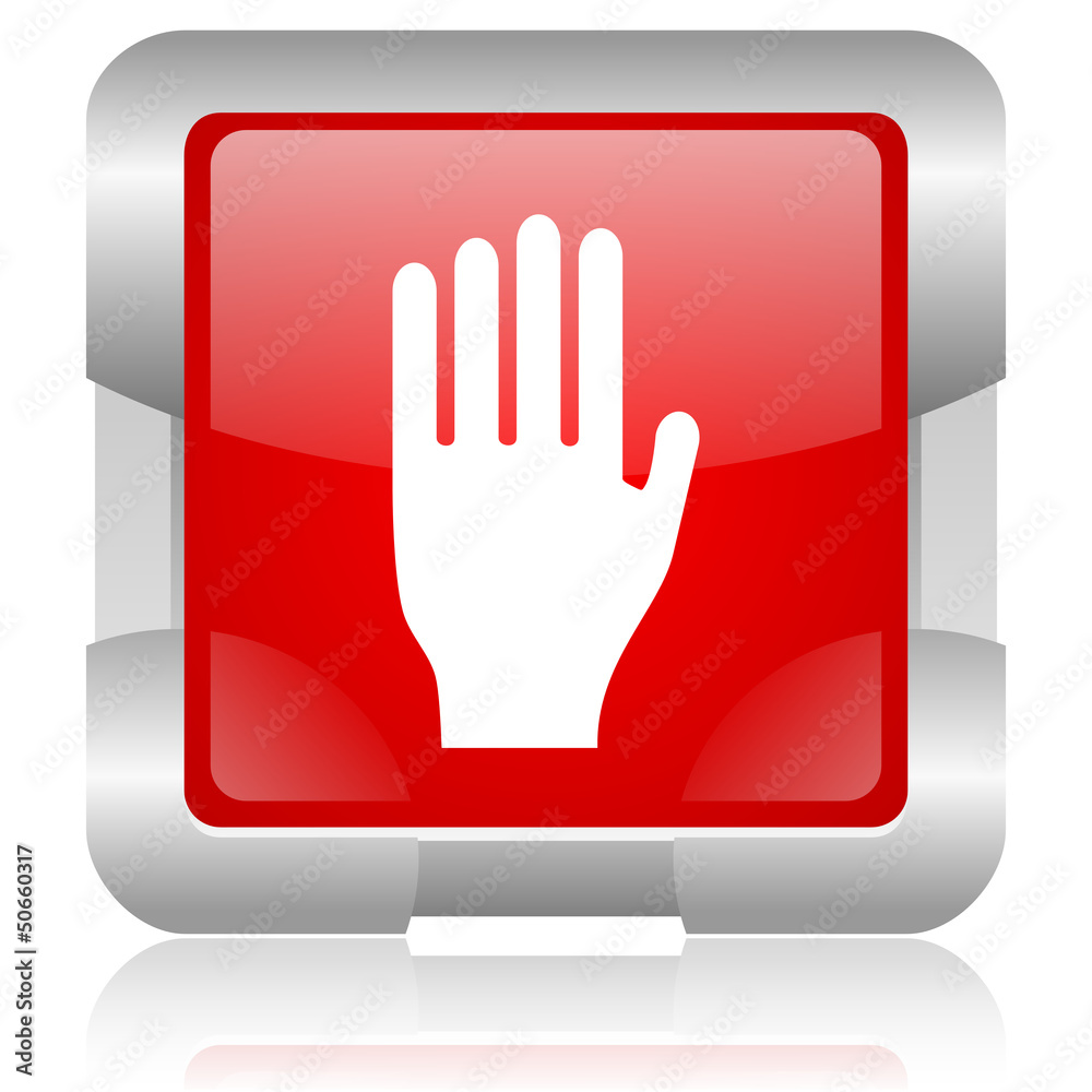 stop red square web glossy icon