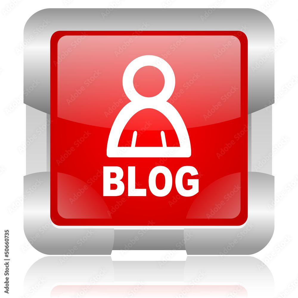 blog red square web glossy icon