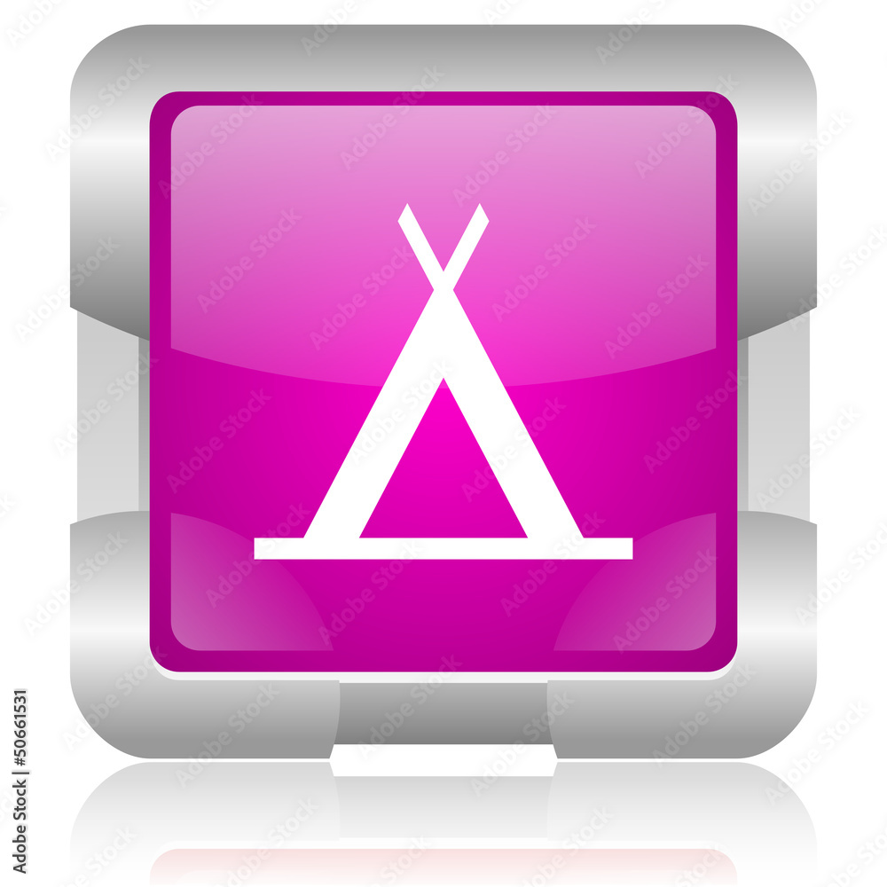 camping pink square web glossy icon camping pink square web glossy icon