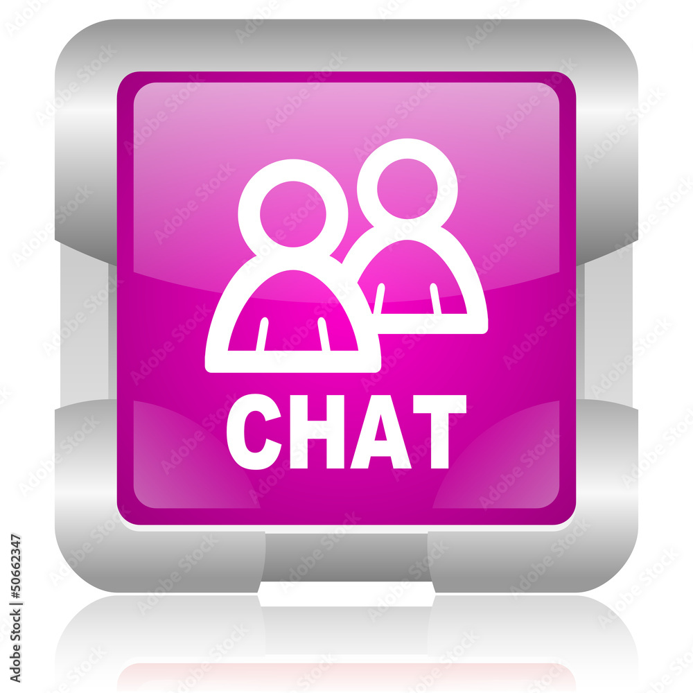chat pink square web glossy icon chat pink square web glossy icon