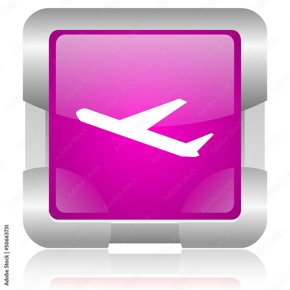 airplane pink square web glossy icon airplane pink square web glossy icon