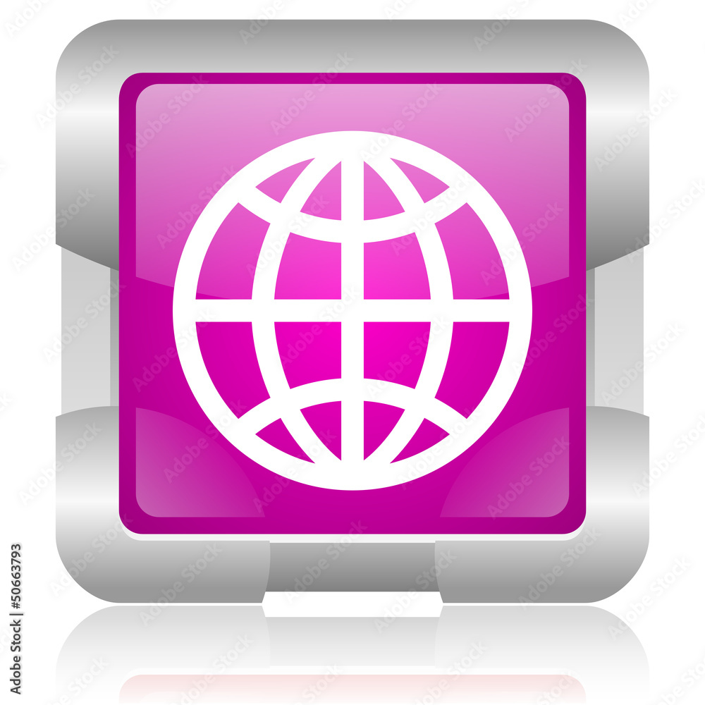 earth pink square web glossy icon earth pink square web glossy icon