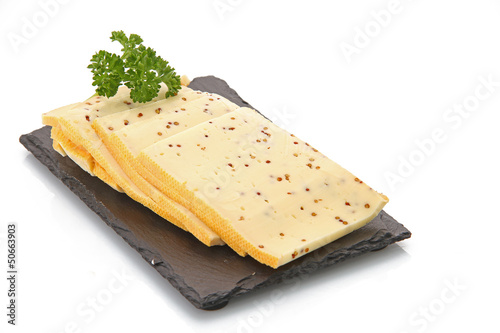 Canvas Print Fromage à  raclette aux graines de moutarde